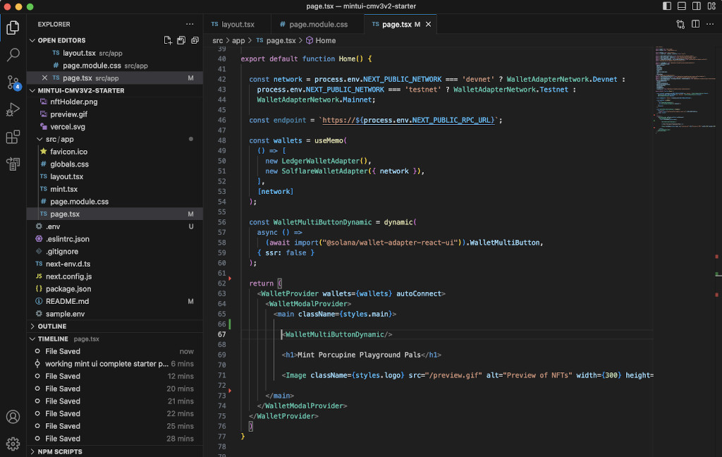 Screenshot of wallet adapter code